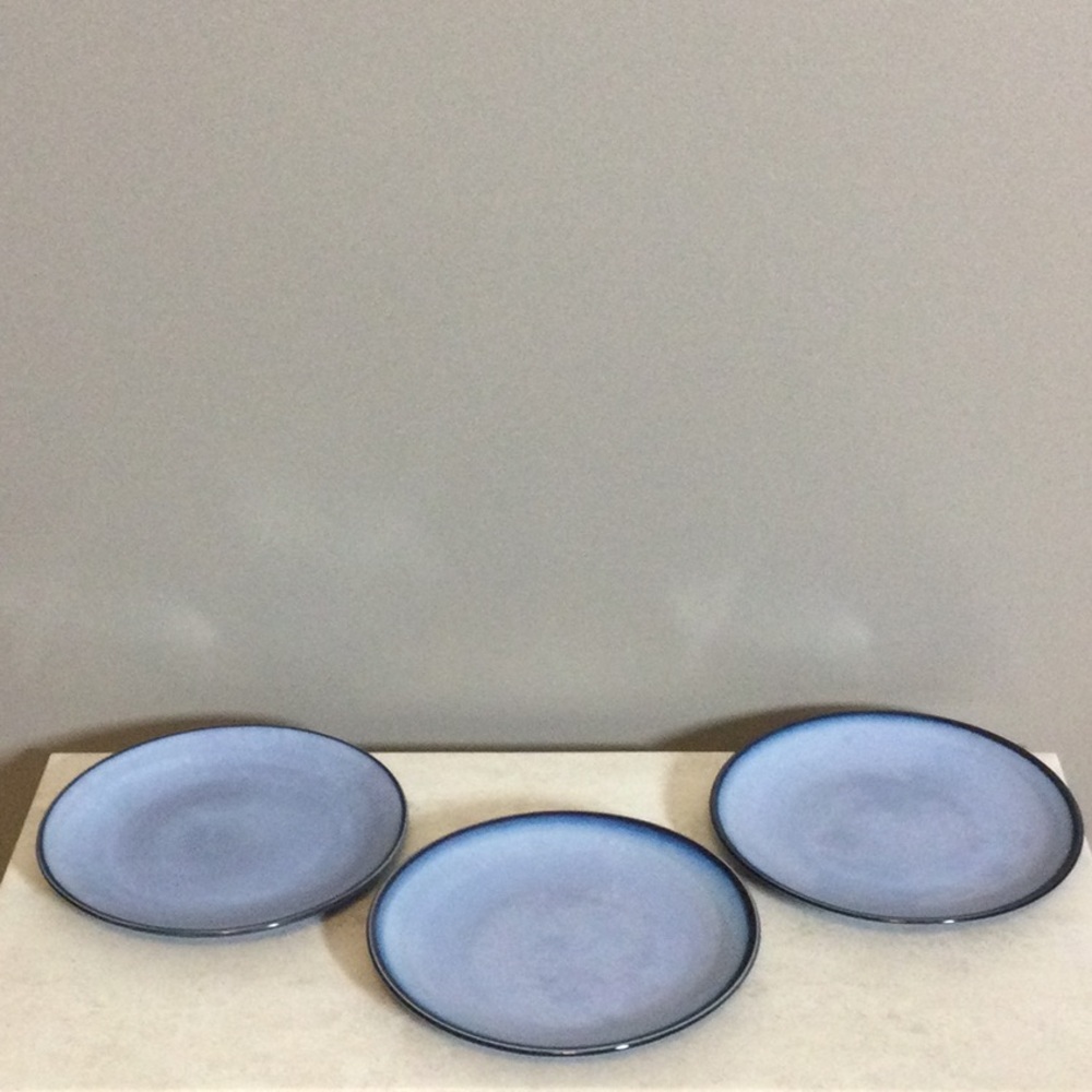 8” Sango Nova Blue Ceramic Salad Plates - Set of 3